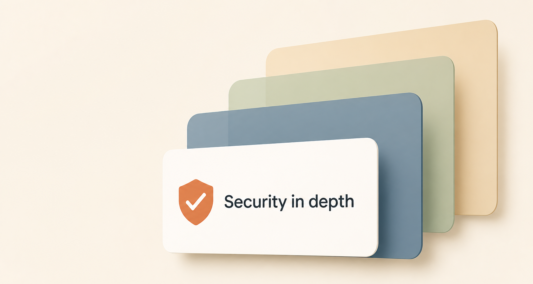 Layered security sheets with a shield and check on the frontmost card